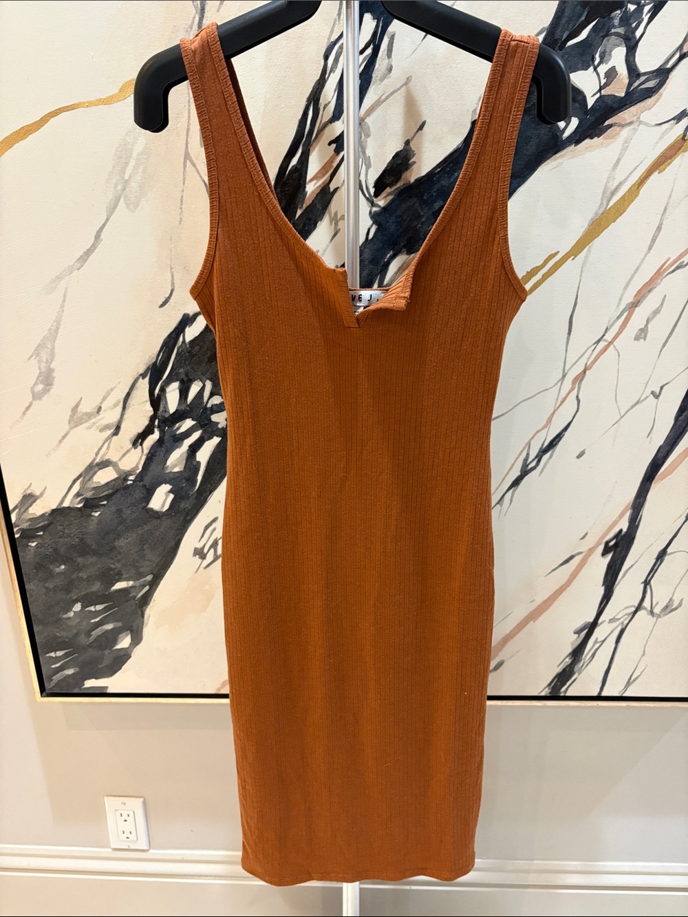 love J Rust-Colored Ribbed Tank Midi Dress - Picture 1 of 3